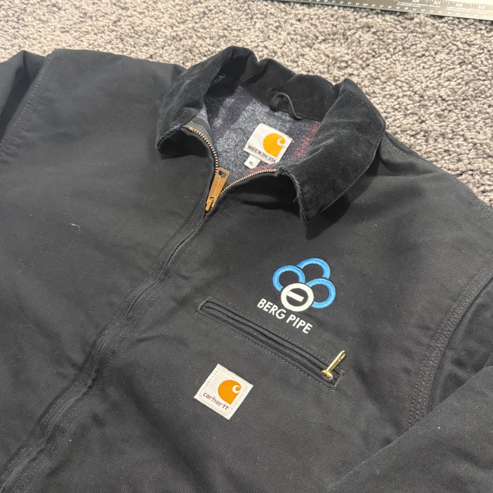 Vintage Carhartt Detroit Jacket Mens Black Excellent Berg Pipe Logo USA XL